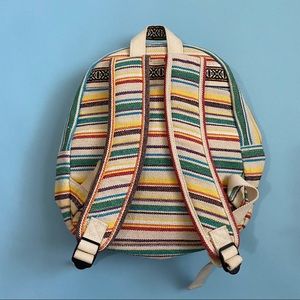 cream multi striped backpack